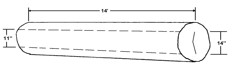 14 foot long log showing a pitch seam